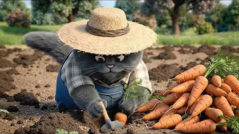 CHEF MAU go digging carrots | cat cooking | mèo nấu ăn ep 2