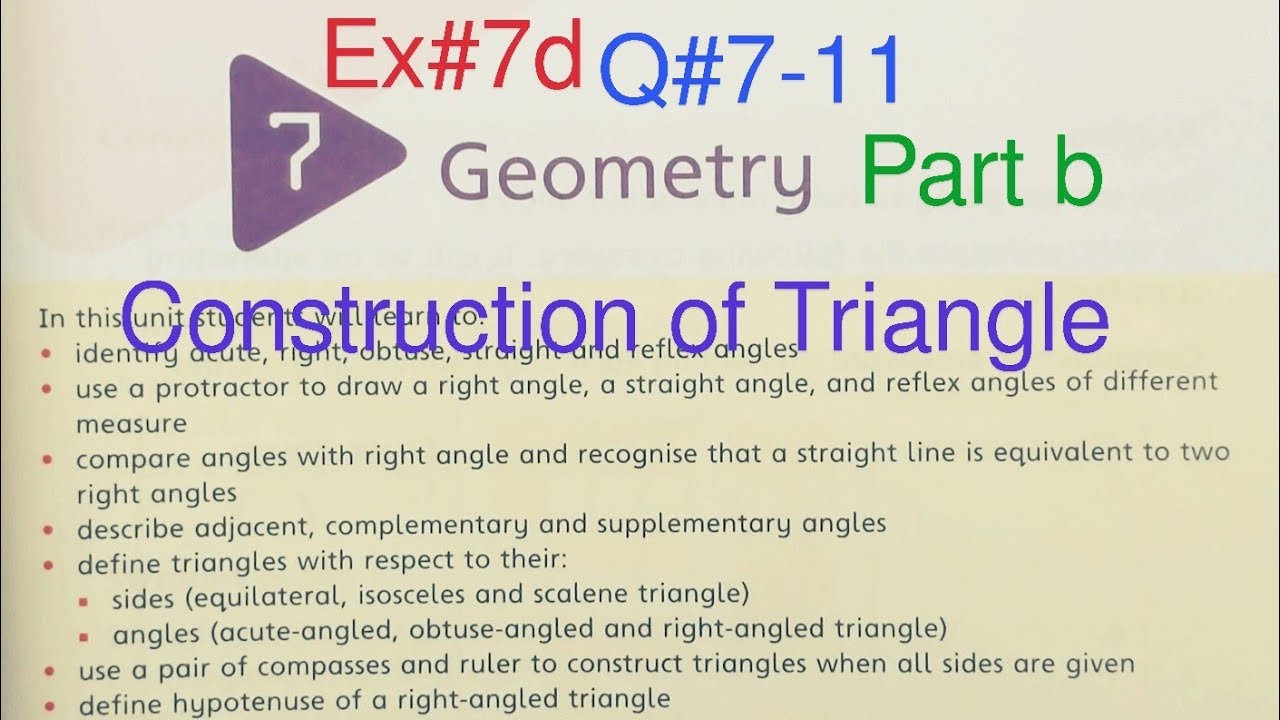Ex#7d Q#7-11 part 2 | Construction of triangle| Chapter 7 Oxford New ...