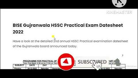 BISE Gujranwala Inter 2nd Annual Practical Examination Date sheet 2022