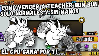 Cómo Vencer a Teacher Bun Bun Solo con Gatos Normales y Sin Manos (Gana Sin Jugar)  The Battle Cats