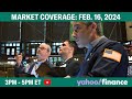 Stock market today: Stocks end turbulent week lower after another hot inflation report | Feb16, 2024