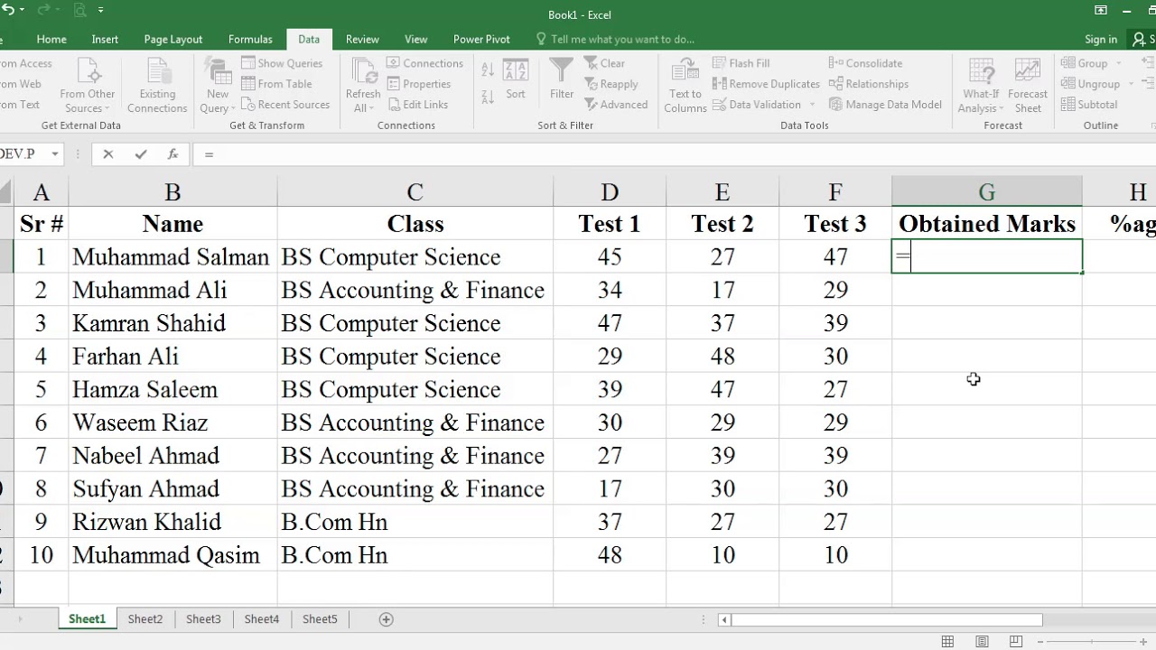 student ms excel practical assignment