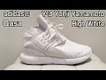 Adidas y3 yohji yamamoto qasa high white shoe details  on feet