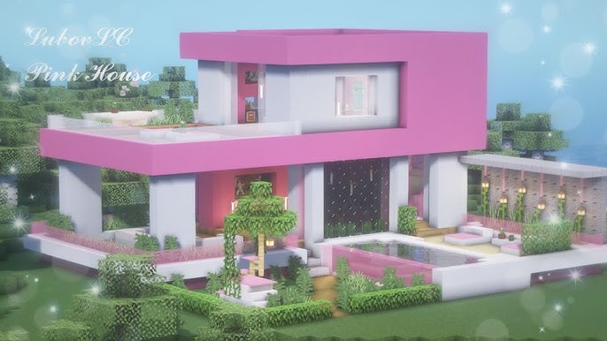 Tutorial casa aesthetic rosa e fofa - Minecraft Speedbuild 🌺