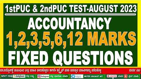 1StPUC ACCOUNTANCY TEST FIXED QUESTIONS | 1,2,3,5, MARKS FIXED QUESTIONS | 40MARKS | Punarvi Edu |