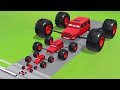 TRANSPORTING PIXAR CARS & FRUITS WITH COLORED & JOHN DEERE vs CLAAS vs TRACTORS - BeamNG.drive #962
