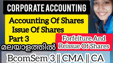 Corporate Accounting||Accounting Of Shares||Issue Of Shares||Part 3|Forfeiture And Reissue Of Shares
