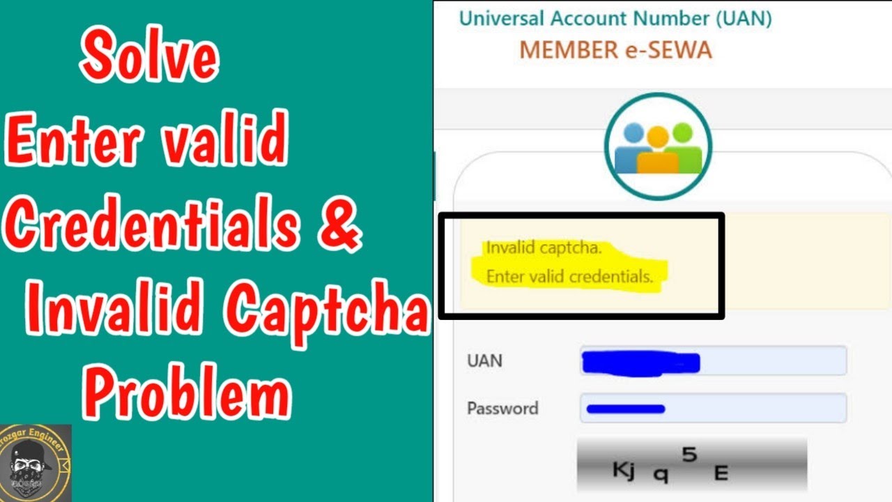 How to Solve Enter valid Credentials & Invalid Captcha in Epfo Provident Fund| Invalid Username Epfo