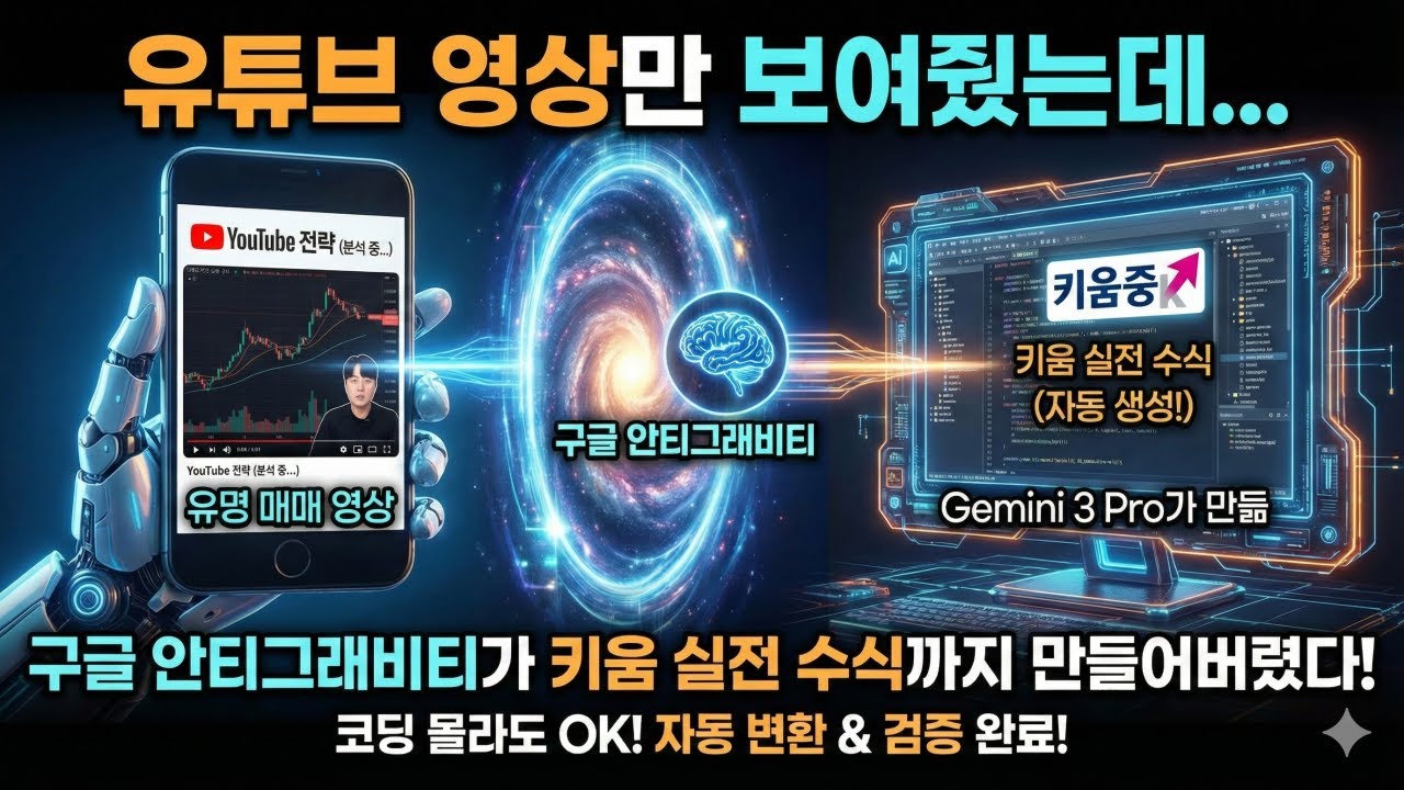 [키움증권] 유튜브 영상만 보여줬는데… 구글 안티그래비티가 키움 실전 수식까지 만들어버렸다!