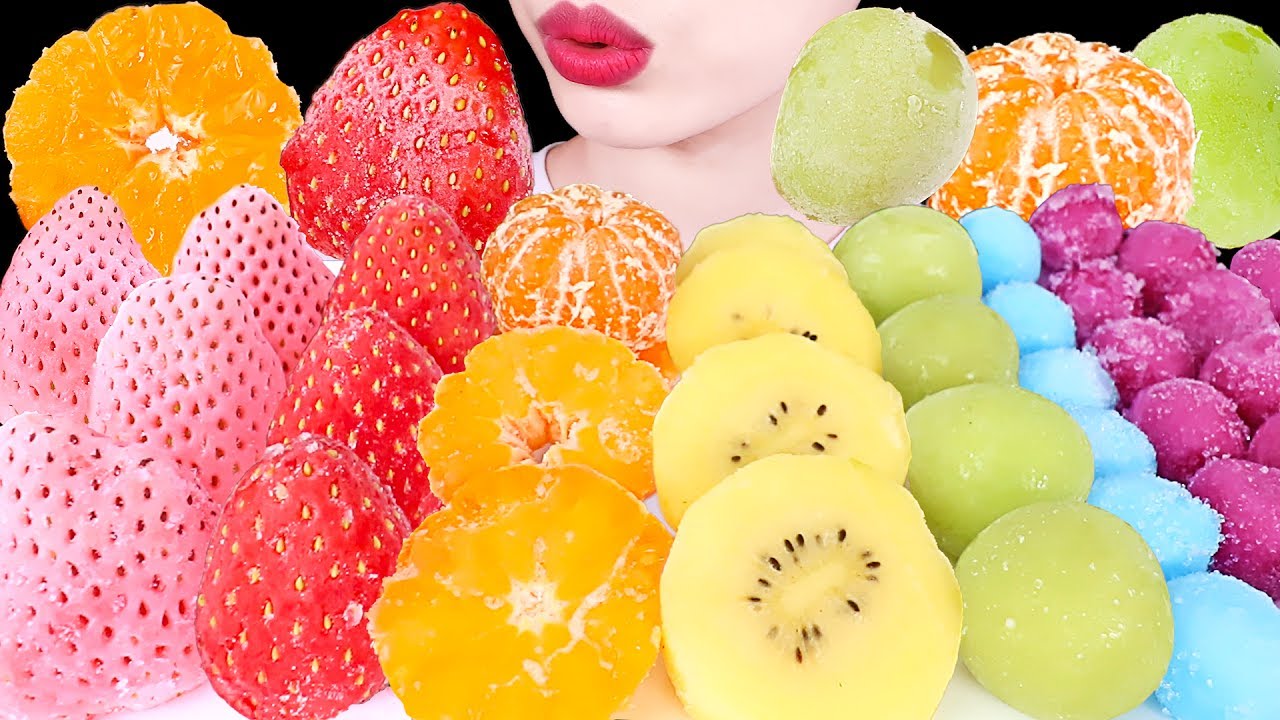 ASMR MUKBANG｜FROZEN FRUITS * STRAWBERRY, TANGERINE, GRAPE, KIWI, ICE CREAM 얼린 과일 EATING SOUNDS 먹방
