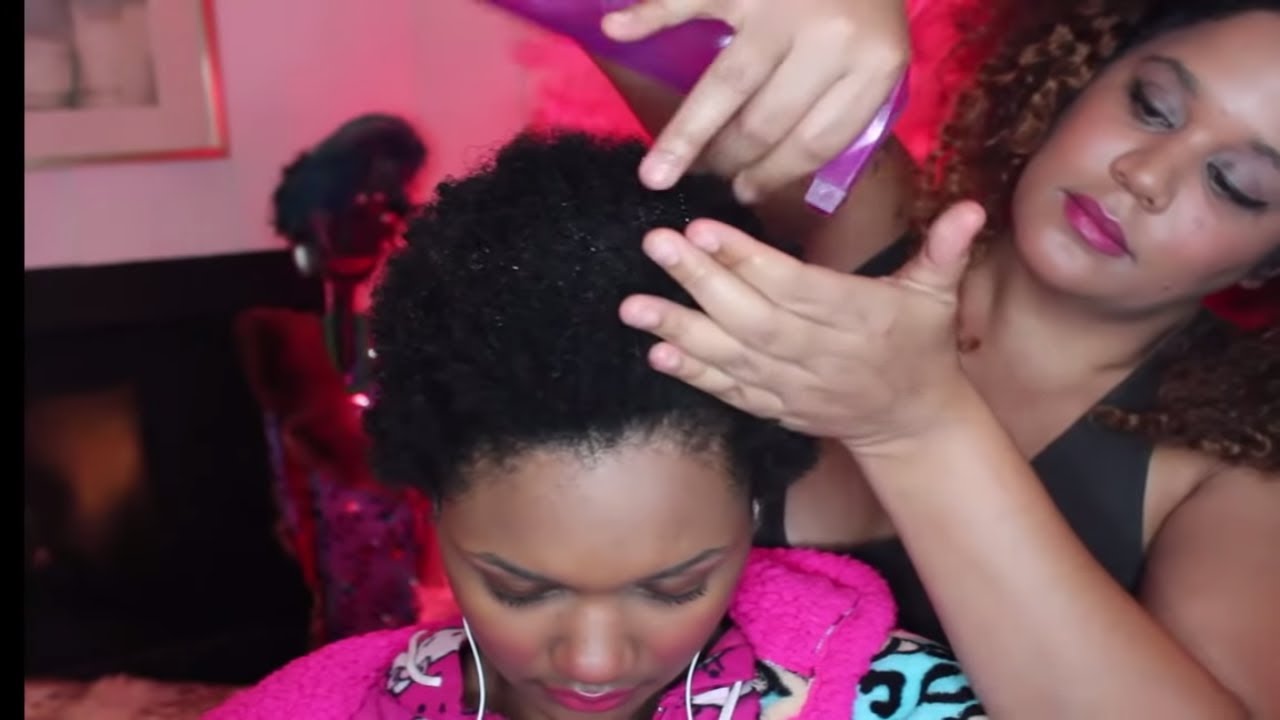 ASMR💆🏾 Curly Hair Massage~Spritz~Oil~Combing~✨Night Sounds🌙