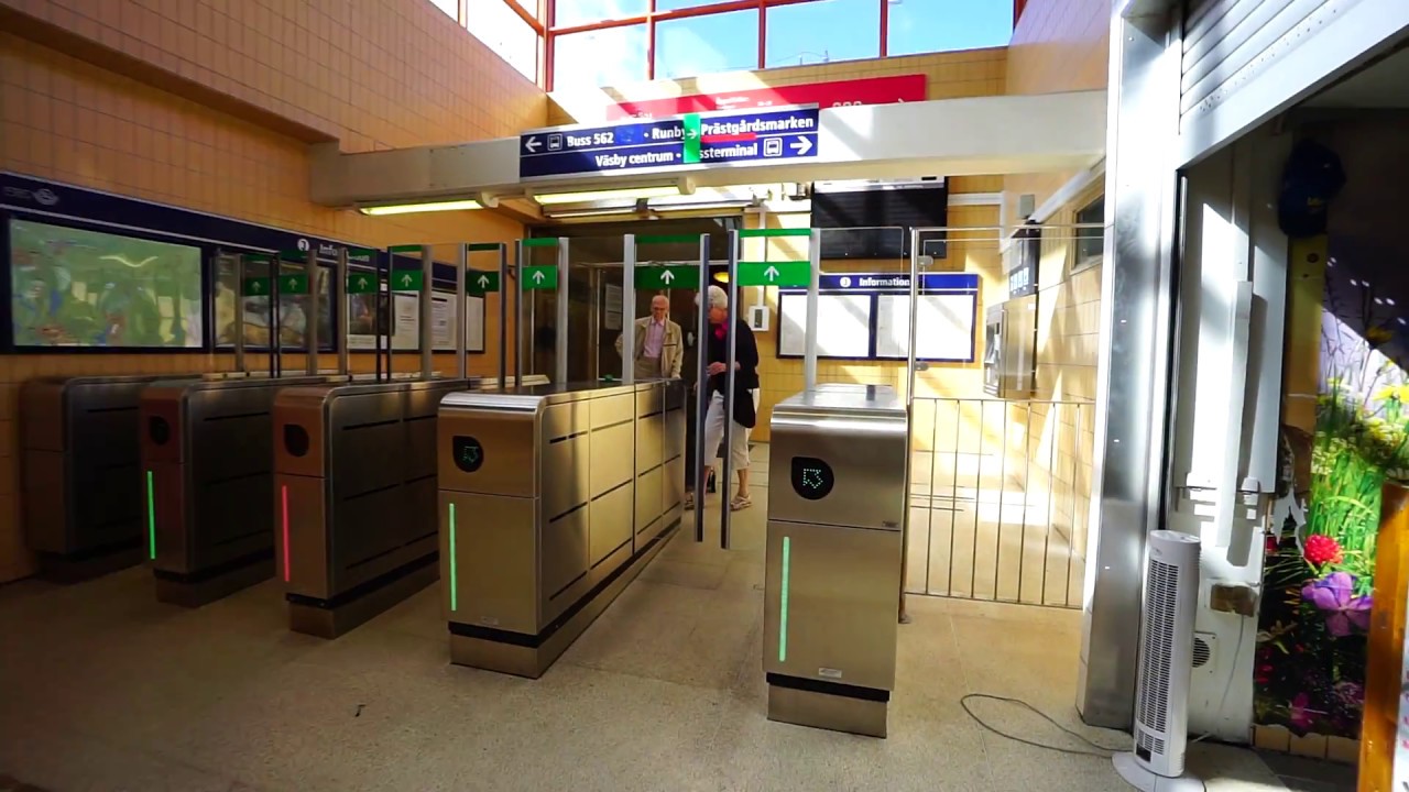 Sweden, Stockholm, Upplands Väsby Train Station, SMW elevator - going down