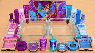 Purple Vs Blue - Mixing Makeup Eyeshadow Into Slime Asmr
