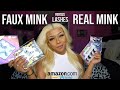 Faux Mink vs Real Mink Affordable Amazon Lashes Try-on Haul and Review | Olineece