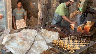 How Multi Color Onyx & Marble Handmade Chess Set are Made || Making Marble Chess Board From Scratch