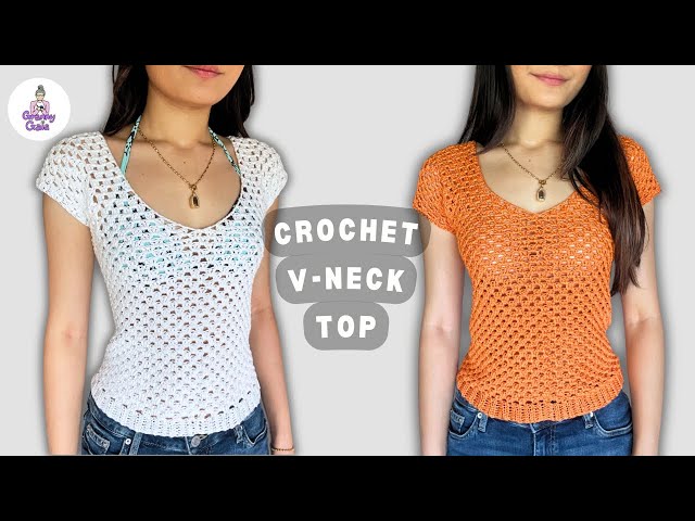 Crochet V-neck top tutorial - YouTube