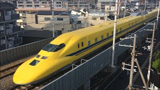 黄色先生 ドクターイエロー 検査明けで屋根もピカピカ T5編成 下り のぞみ検測＠東海道新幹線･鳥飼車両基地～新大阪駅