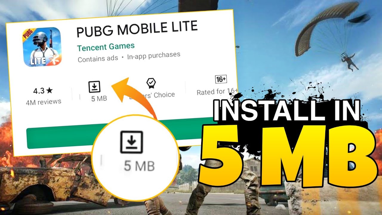 Only in 5MB Download and Play Pubg lite in 5 mb only with proof Pubg mobile lite 5mb size download