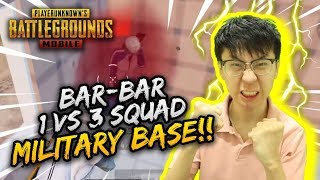 BARR BARR 1 VS 3 SQUAD DI MILITARY BASE! SELAMAT GAK YA?! | SOLO VS SQUAD | PUBG MOBILE