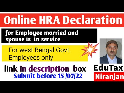 Online (HRA) Declaration for WB. Govt. Employees/ Employee Married but spouse is  in service |