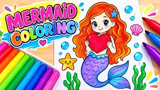 Information Mermaid Coloring for Kids 🧜‍♀️ | Cute Mermaid Coloring with Markers | Coloring Pages Update