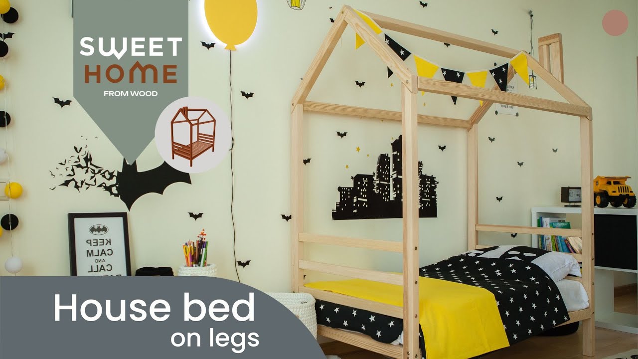 Montessori House Bed on Legs with Removable Headboard & Footboard – Sweet Home From Wood