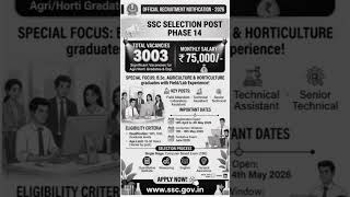 SSC Selection Post Phase 14 #SSC2026 #SSCSelectionPost #GovtJobs #JobAlert #SSCPhase14 #Ssc #viral
