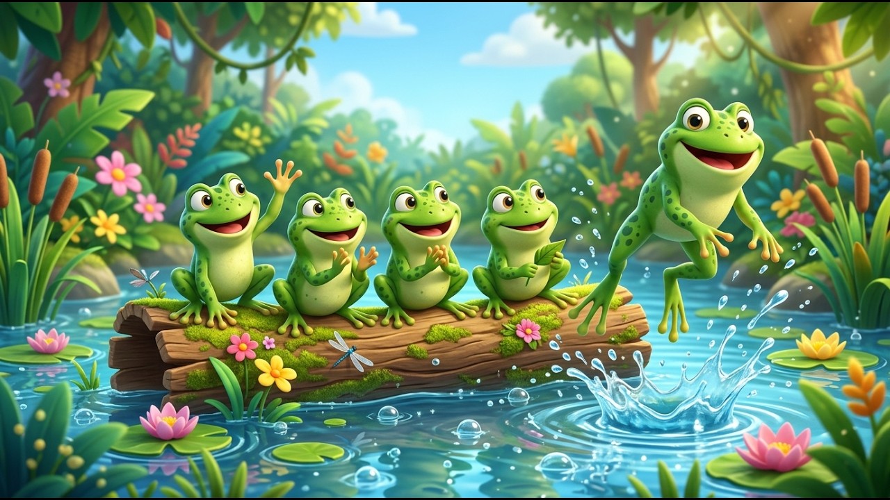 Five Green and Speckled Frogs | Nursery Rhymes for Kids | Counting Song ...