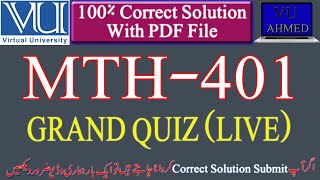 MTH401 Grand Quiz Solution Spring 2020 MTH401 Grand Quiz Solution Spring 2020