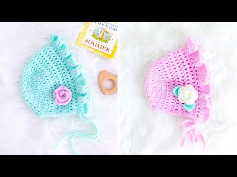 QUICK and EASY Crochet Baby Bonnet (BEGINNER Friendly Pattern and Tutorial!)