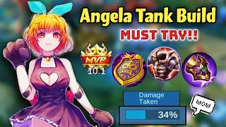 ANGELA TANK BUILD \u0026 EMBLEM TUTORIAL 2023🛡️TOP GLOBAL ANGELA🌸Sanrio Skin Gameplay🎀