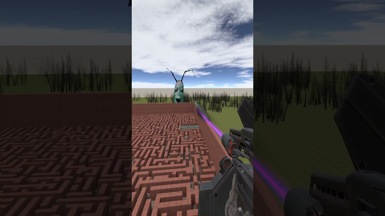 Destroying Plankton Aughh in Big Maze Nextbot Gmod