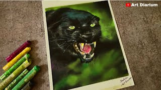 Drawing a Black Panther with Oil Pastel - Tips and Tricks for Beginners screenshot 3