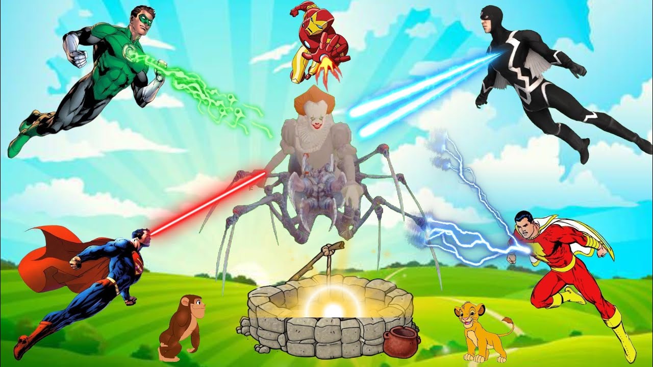 البطل الخارق بلاك بولت وسوبر مان ينقذوا الابطال الخارقين من المهرج العنكبوت |وقت الحدوتة