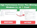 How to Enable Missing High Performance Plan | Performance Power Plan In Windows 10