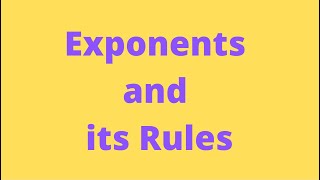 Exponents and its rules #Infomaths#
