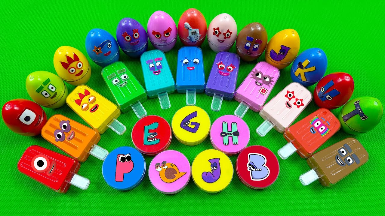 Rainbow Eggs SLIME 🌈 Look Numberblocks, Alphablocks, Alphabet Lore with Ice Cream! Satisfying ASMR
