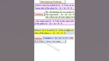 Misc. Problems in Plane |3D| To find if two points lie on the same side or not (of the plane)