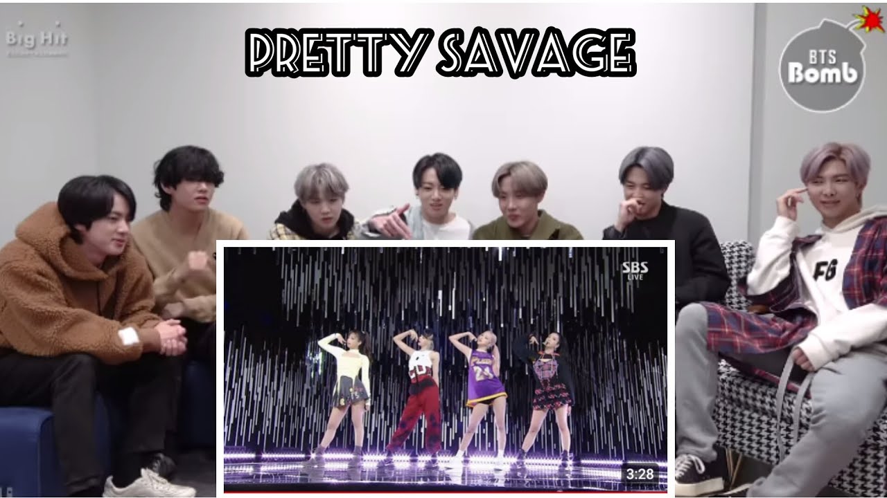 BTS Reaction to Blackpink Pretty savage  Performance video Fanmade 