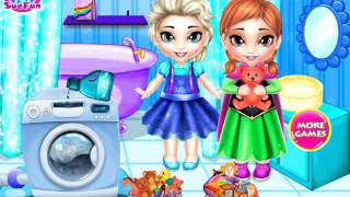 Chị em Elsa và Anna tự dọn rửa đồ chơi gấu bông Frozen Sisters Washing Toys