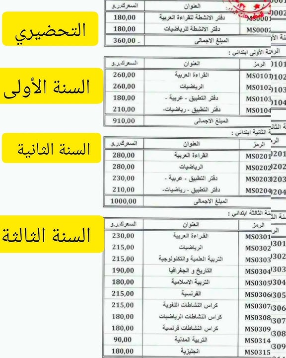 دليل أسعار الكتب#المدرسية# التعليم الابتدائي 2026/2025