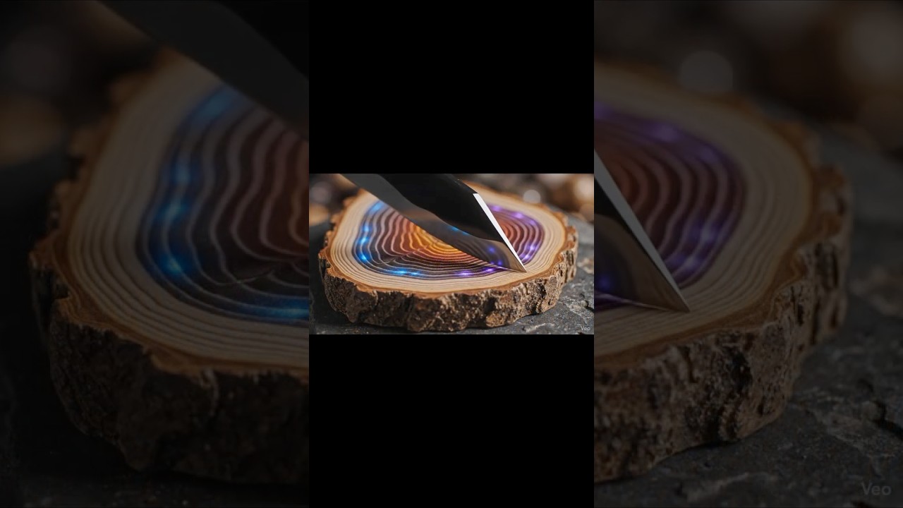 Slicing a Tree of Time 🌲✨ Wait for the glowing ring sound!