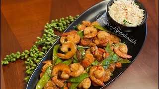 #Shrimp and vegetables stir fry recipe ??
من احب الاطباق لقلبي #جمبري
 (قريدس) مع الخضارغرام