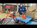 Splittingsorting ash firewood rounds into trucktrailer