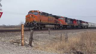 A "WOW" lashup featuring a AC44C4M, CN SD75I, CN C40-8, CN(BCOL) C40-8M on a fast frac sand train!!