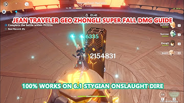 6.1 Stygian Onslaught : Jean Traveler Geo Zhongli Super Fall DMG Guide : 100% Works
