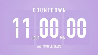 11 Hours Countdown Flip Clock Timer \/ Simple Beeps 🫐 🔔