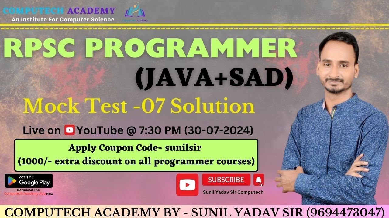 RPSC Programmer Mock Test no-7 Paper-2 Full | 9694473047 | PROGRAMMER ...