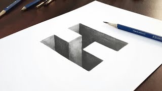 اسهل طريقة لرسم 3D في دقيقة لاي مبتدئ | حرف H - تعلم الرسم من الصفر - How to draw 3D