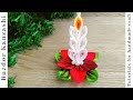 DIY Kanzashi gyertya 01-20 / Kanzashi Candle tutorial - Christmas ribbon candle